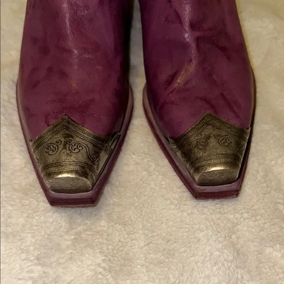 FREE PEOPLE Purple Leather Ankle Boots - Picture 9 of 12